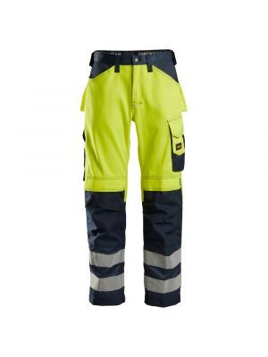 Snickers 3333 Work Trousers High-Vis Class 2 - Yellow/Navy