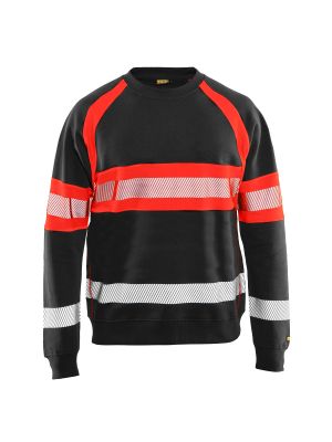 High Vis Sweater 3359 Zwart/High Vis Rood - Blåkläder