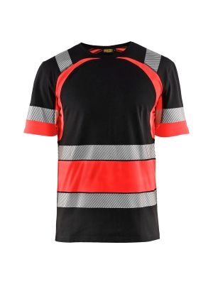 High Vis T-shirt 3421 Zwart/High Vis Rood - Blåkläder