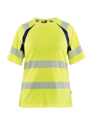 Blåkläder Work T-Shirt High Vis 3503-2537 Women's High Vis Yellow Dark Navy 3389 71workx Front