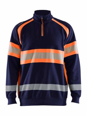 35531158 High Vis Work Sweater Class 1 Navy Orange 8953 Blåkläder 71workx front