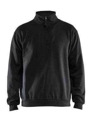 35871169 Work Sweater Half Zip Black 9900 Blåkläder 71workx front