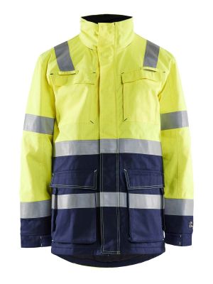 44671514 Winter Work Jacket Flame Retardant Hi Vis Yellow Navy 3389 Blåkläder 71workx front