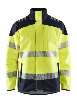 49481560 Multinorm Work Jacket Softshell Hi Vis Yellow Navy 3389 Blåkläder front