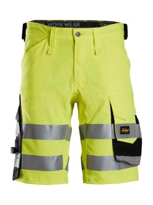 6136 Hi Vis Work Shorts Class 1 Snickers Yellow Black 6604 71workx front