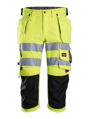 6138 Hi Vis Pirate Work Trousers Class 1/2 Stretch Yellow Black 6604 71workx front