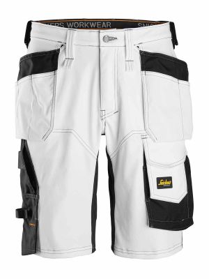 6151 Work Shorts Holster Pockets Stretch Allroundwork Snickers White Black 0904 71workx front