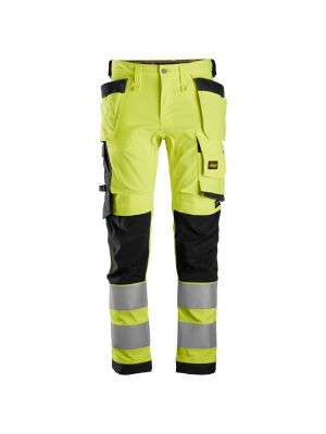 Snickers 6243 High-Vis Stretch Trousers Holster Pockets Class 2 - Yellow/Black