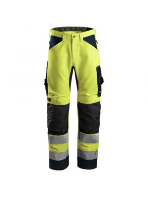 Snickers 6331 AllroundWork, High-Vis Work Trousers+, Class 2 - Yellow/Navy