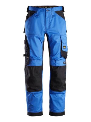 6351 Work Trousers Stretch AllroundWork True Blue Black 5604 71workx Snickers front
