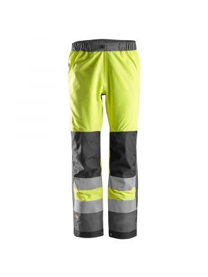 Snickers 6530 AllroundWork, High-Vis Waterproof Shell Trousers Class 2 - Yellow/Steel Grey