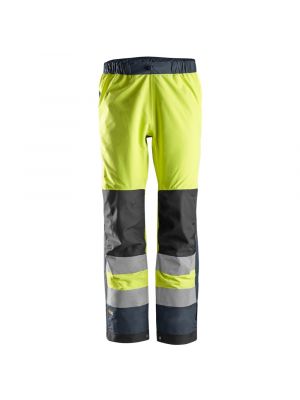Snickers 6530 AllroundWork, High-Vis Waterproof Shell Trousers Class 2 - Yellow/Navy