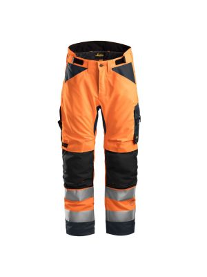 Snickers 6639 AllroundWork, High-Vis 37.5 Insulated Trousers+, Class 2 - Orange/Steel Grey