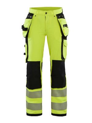 7197-1642 Women's Work Trousers High Vis 4-Way Stretch - 3399 High Vis Yellow/Black - Blåkläder - front