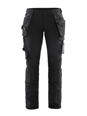 7192-1645 Women's Work Trousers 4-way stretch - Blåkläder - black/dark grey - front 

