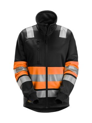 8077 Women's work Jacket Class 1 Full Zip Snickers 71workx High vis orange Black - 5504 front