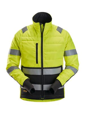 8134 High Vis Work Jacket Lightly Padded Class 2 Yellow 6604 Snickers 71workx front