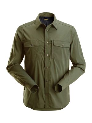 Snickers 8521 LiteWork Shirt Long Sleeves 71workx Khaki Green 3100 front