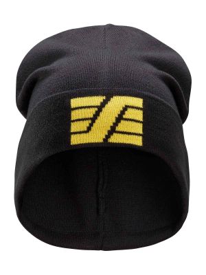 9035 Beanie S Logo Graphic Print Black Yellow 0406 Snickers 71workx front