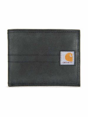 B0000207 Wallet Classic Bifold Saddle Leather Black 001 Carhartt 71workx front