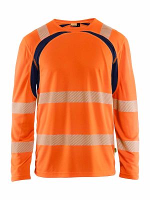 Blåkläder Work T-Shirt High Vis 3599 High Vis Orange Navy 5389 71workx Front