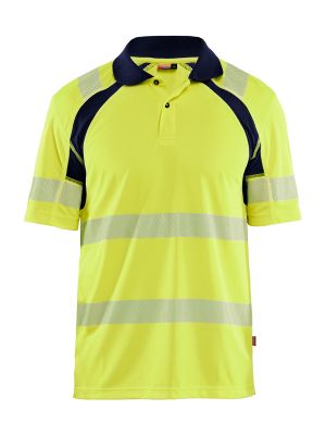 Blåkläder Work Polo UV High Vis 3595 High Vis Yellow Dark Navy 3389 71workx Front