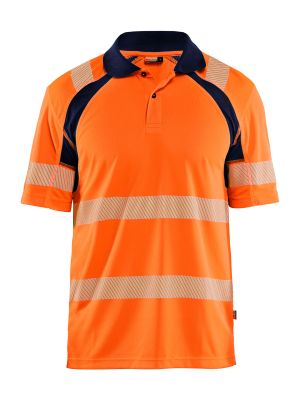 Blåkläder Work Polo UV High Vis 3595 High Vis Orange Navy 5389 71workx Front