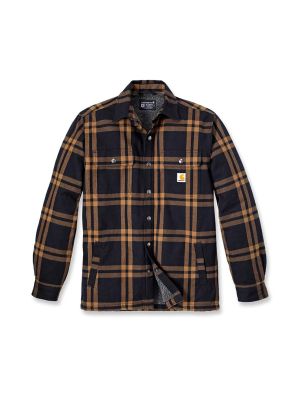 Carhartt Plaid Shirt Jacket Flannel Sherpa 106354 Black N04 71workx front