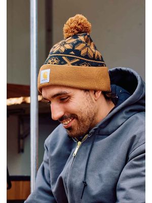 Carhartt Knit Pom Beanie Hat Jacquard 106647 - Brown