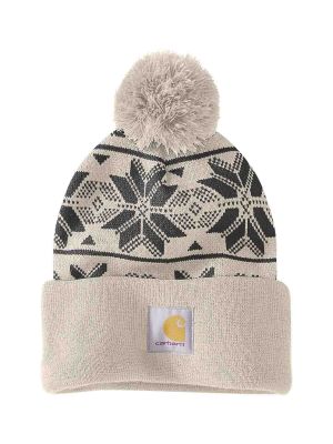 Carhartt Knit Pom Beanie Hat Jacquard 106647 OAT Milk A16 71workx front