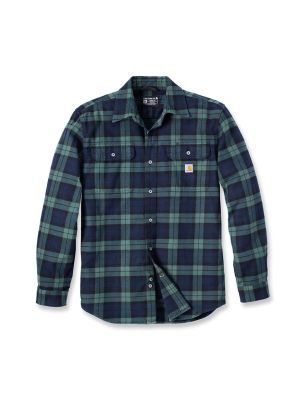 Carhartt Flannel Plaid Shirt Heavyweight 106356 Frosted GH6 Balsam 71workx front