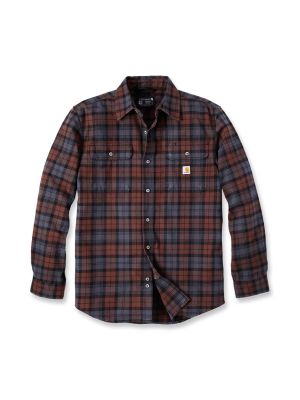 Carhartt Flannel Plaid Shirt Heavyweight 106356 Mocha B80 71workx front