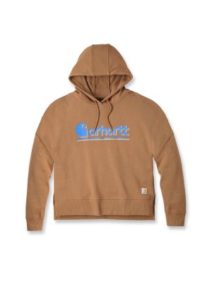 Carhartt Work Hoodie Logo Graphic Women 106918 Brown BRN 71workx front