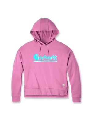 Carhartt Work Hoodie Logo Graphic Women 106918 Woodrose V73 71workx front