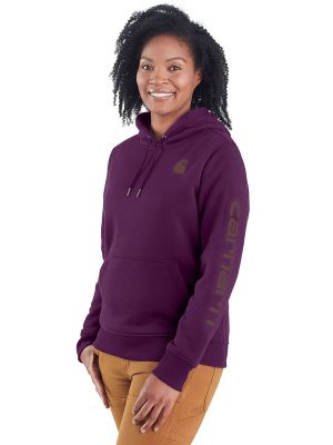 Carhartt Work Hoodie Sleeve Logo Women 102791 - Eggplant