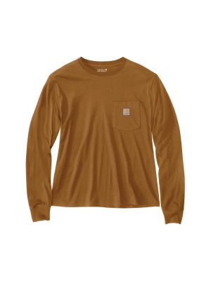 Carhartt Work T-shirt Long Sleeve Women 106121 71workx Brown BRN front