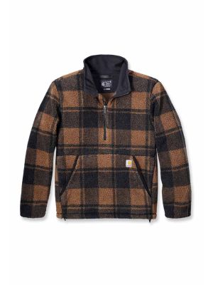 Carhartt Pullover Fleece Sherpa 106443 Brown Black Plaid B95 71workx front