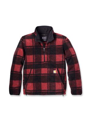 Carhartt Pullover Fleece Sherpa 106443 Crabapple Black Plaid RA8 71workx front