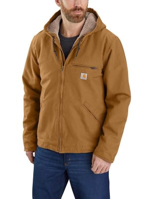 Carhartt Work Jacket Sherpa Duck Hood 104392 - Brown