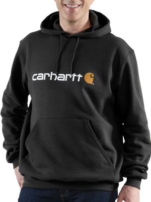 Carhartt 100074 Signature Logo Midweight Hooded Sweatshirt - Black