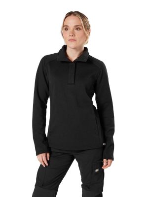 Women's Work Jacket Maverick Fleece Half Zip Black Dickies 71workx DK0A4Y5LBLK1 model front