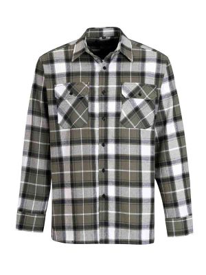 Dawson Work Shirt Flannel 050-3.2 Olive Green Black Storvik 71workx front