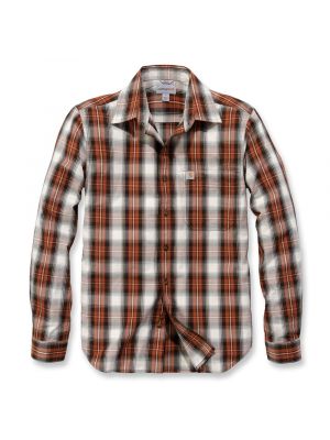 Carhartt 103667 l/s Essential Open Collar Shirt Plaid - Sequoia