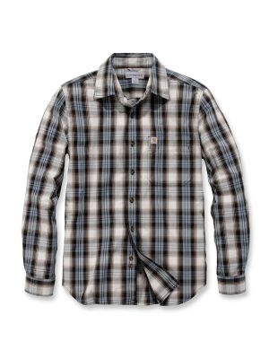 Carhartt 103667 l/s Essential Open Collar Shirt Plaid - Steel Blue