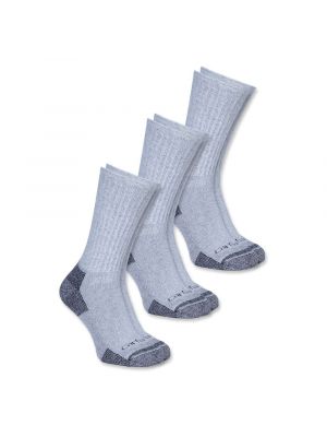 Carhartt A62 All Season Cotton Crew Work Sock (3-pack) - Grey