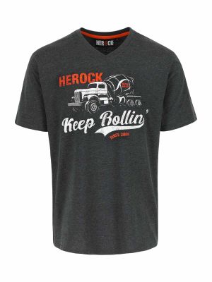 Rollin Work T-Shirt Grapich Logo Heather Gray - Herock - front