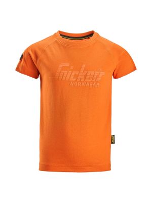 Snickers 7514 T-shirt Logo Kids 71workx Warm Orange 4100 front