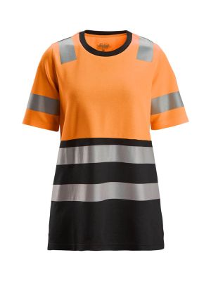 Snickers High-Vis Work T-shirt Class 1 Women 2573 71workx Orange Black 5504 front