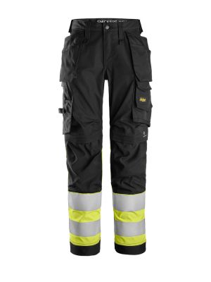 Snickers High-Vis Work Trouser Class 1 Women 6734 71workx Black Yellow 0466 front
