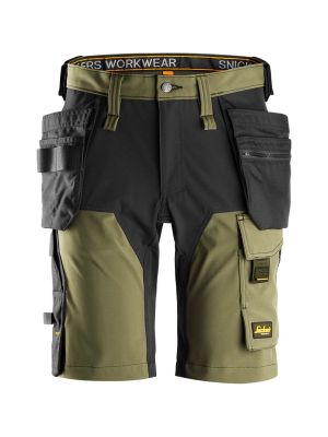 Snickers Work Shorts Holster Pockets 4-Way Stretch 6175 71Workx Khaki Green Black 3104 front